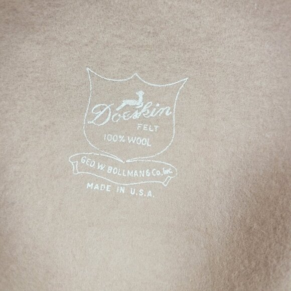 Vintage Bollman Pillbox Hat Doeskin Felt 100% Wool Feathers Beige USA Made Vtg - Picture 11 of 16